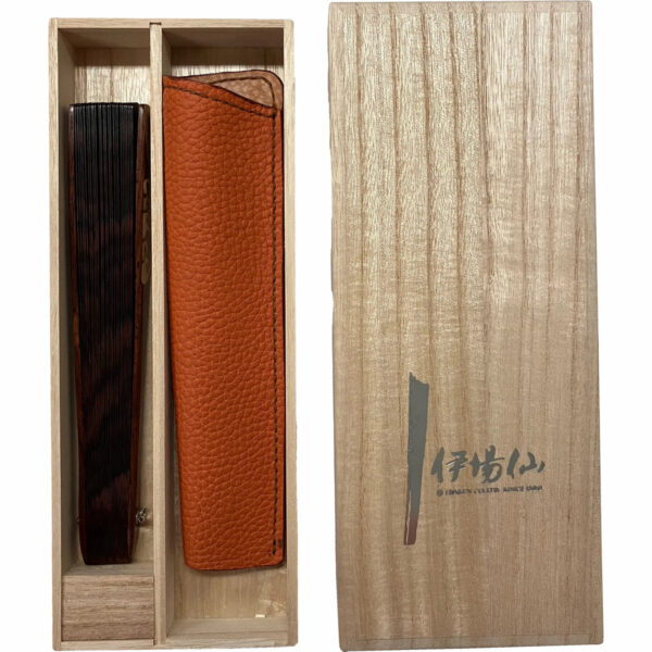 Japonism Sensu Valedo Firenze Namiura Leather Fan Paulownia Box04