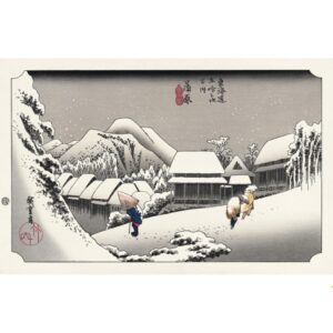 Japonism Ukiyoe Night Snow Kambara 53 Stations Tokaido