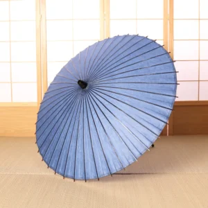 Japonism Wagasa Black Bamboo Unryu Paper Blue Gray01