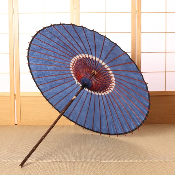 Japonism Wagasa Black Bamboo Unryu Paper Blue Gray05