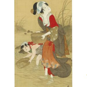 Painting Of Catching Clams, A Hanging Scroll, Ink and Color on Silk02