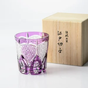 REGAL VIOLET CHRYSANTHEMUM FAN EDO KIRIKOWHISKEY GLASS01