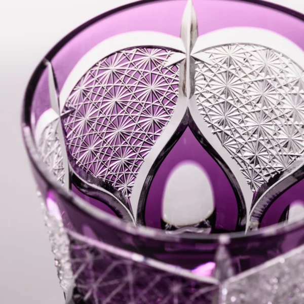 REGAL VIOLET CHRYSANTHEMUM FAN EDO KIRIKOWHISKEY GLASS04