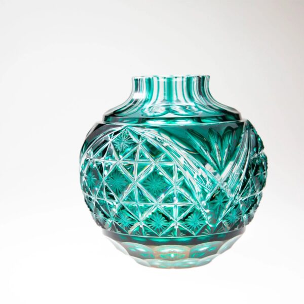Japonism Satsuma Kiriko green Color vase01