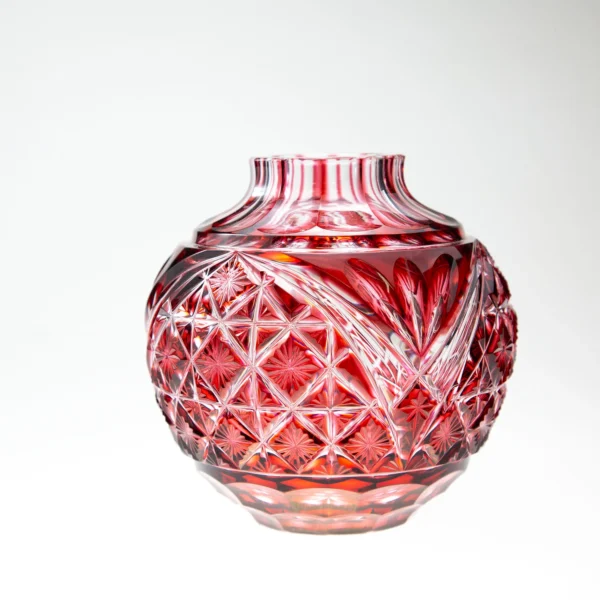 Japonism Satsuma Kiriko red Color vase