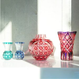Japonism Satsuma Kiriko red Color vase02