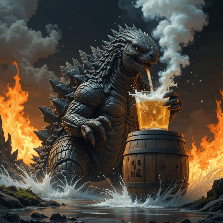 Godzilla Discovers Sake, Peace Emerges