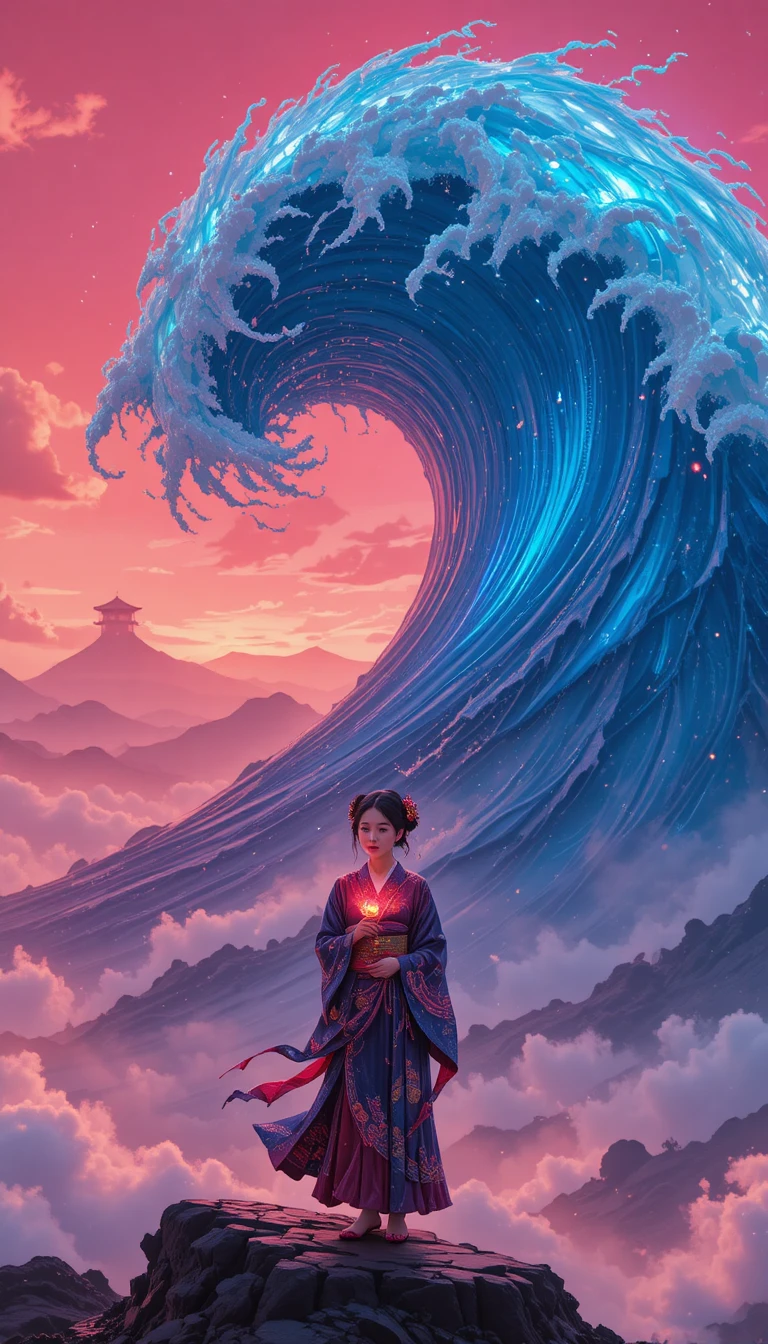 Cosmic Wave × Kimono Sake – Modern Hokusai Spirit”